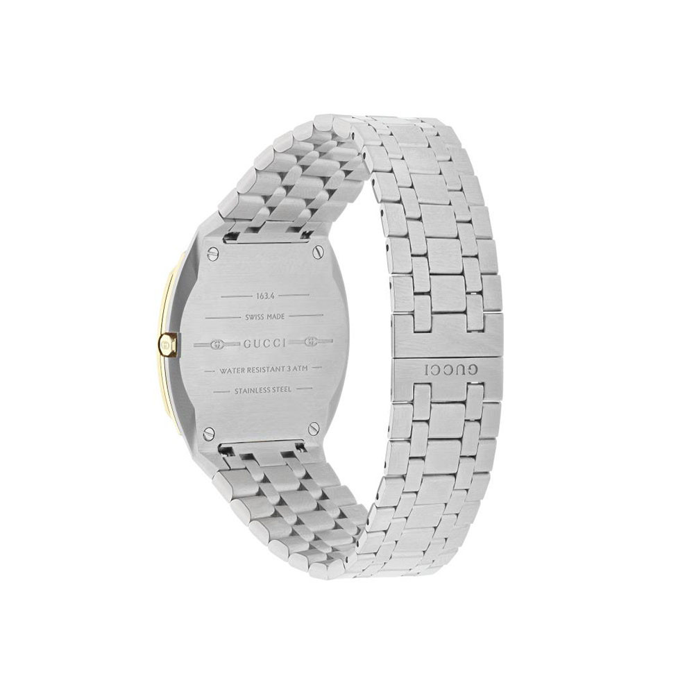 Gucci 25H Steel and Gold Plated Watch back view