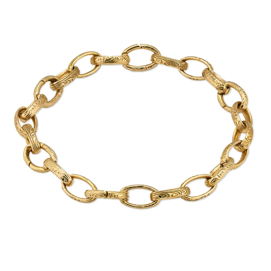 Gucci Open Link Yellow Gold Charm Bracelet