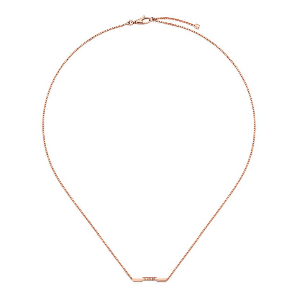 Gucci Link To Love Rose Gold Bar Necklace