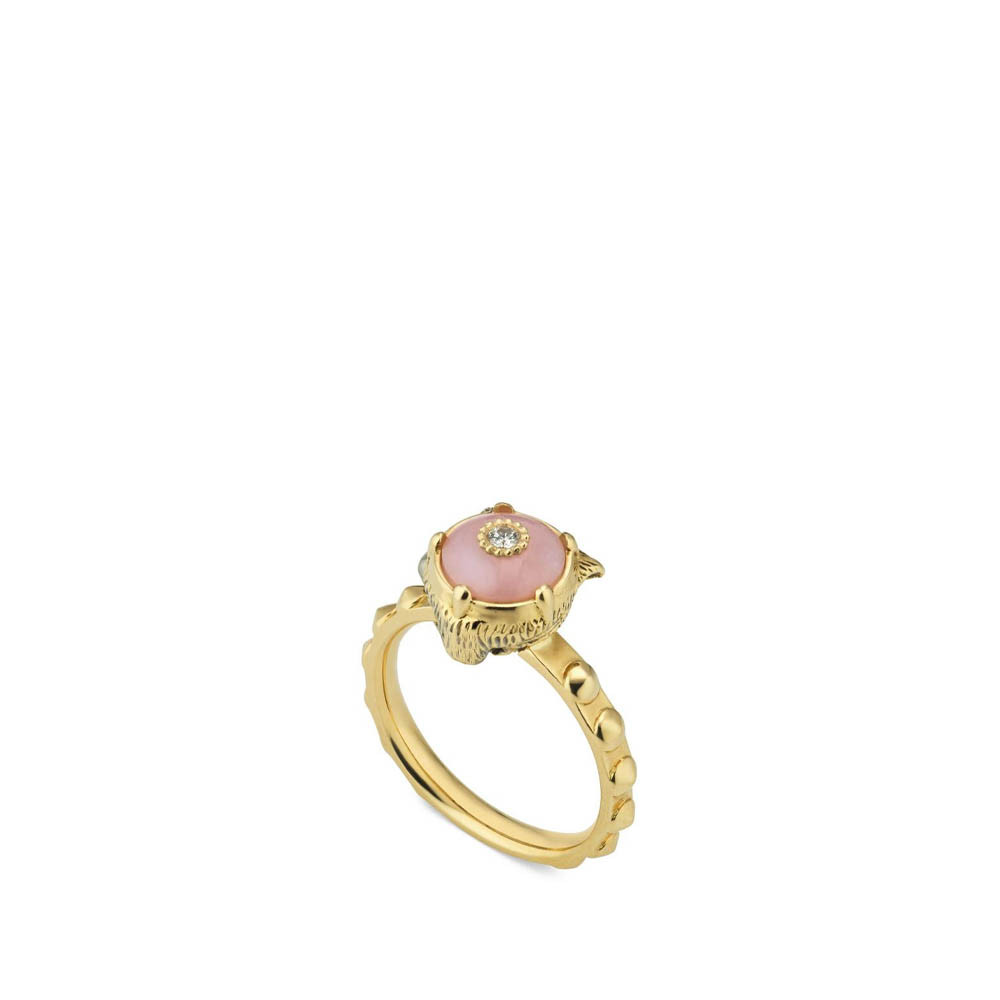 Gucci Pink Opal & Diamond Feline Ring | J.R. Dunn Jewelers