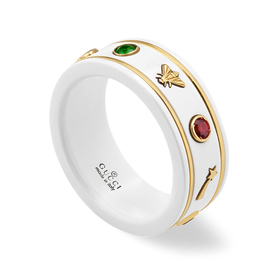 Gucci Icon Multi-Colored Topaz White Zirconia Band Ring
