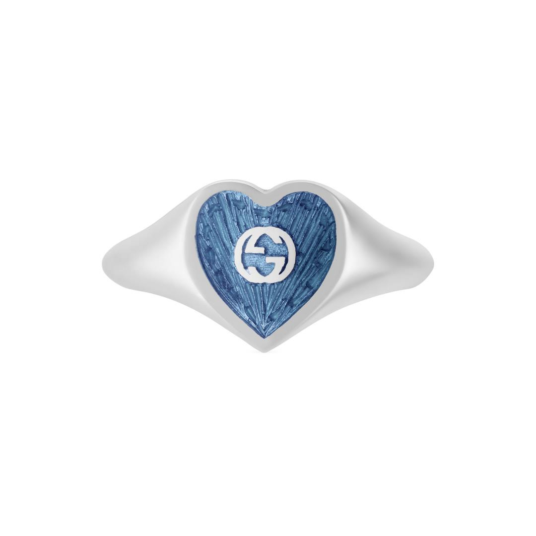silver heart gucci ring