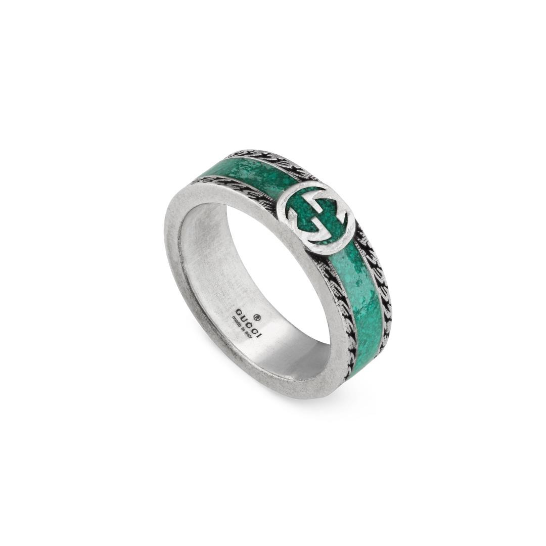 Gucci Interlocking Turquoise Ring Angled