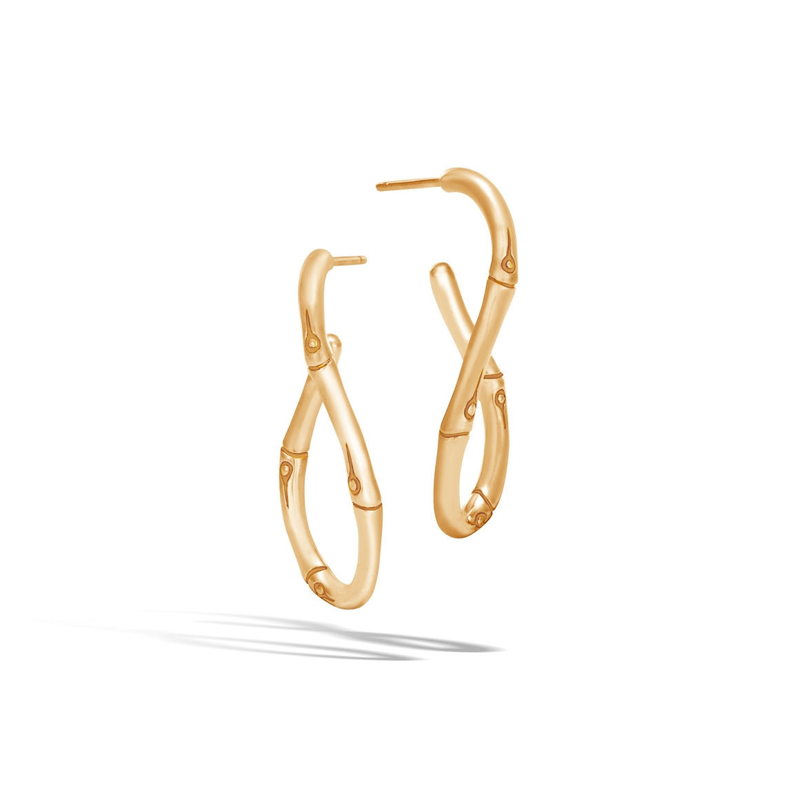 John Hardy Bamboo Twisted Hoop Earrings in 18K Yellow Gold