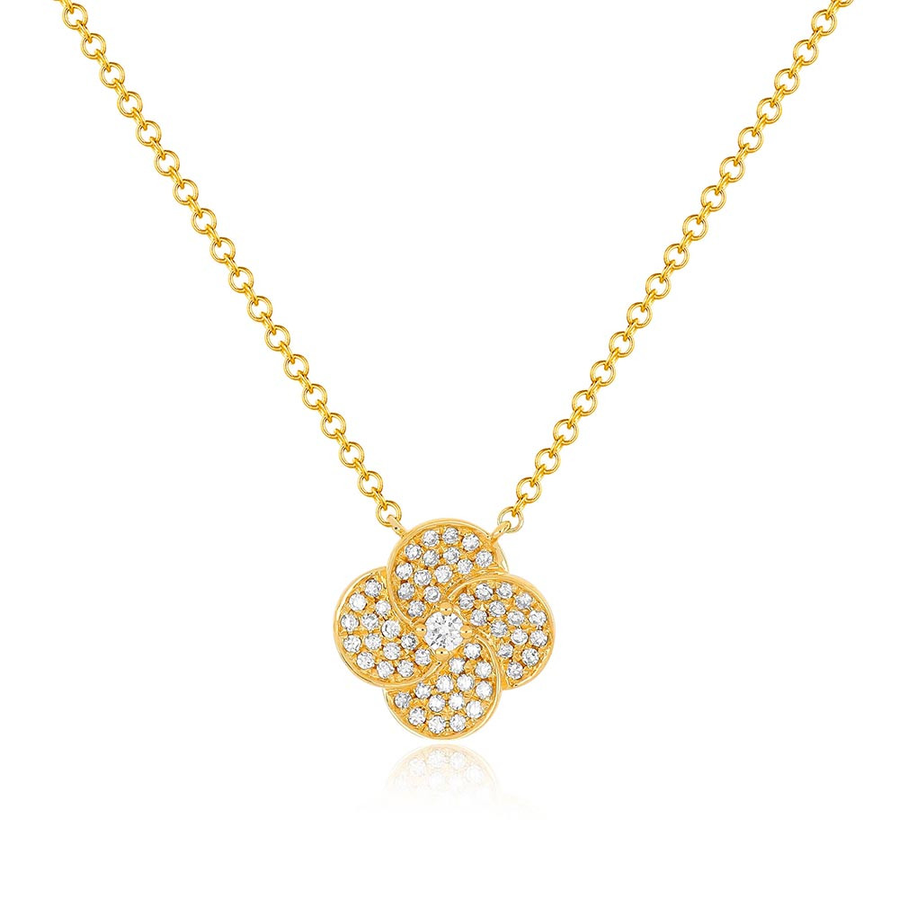 EF Collection Diamond Jumbo Petal Necklace in Yellow Gold