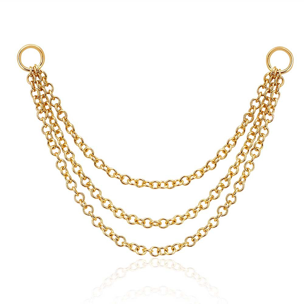 EF Collection Triple Chain Earring Charm in Yellow Gold
