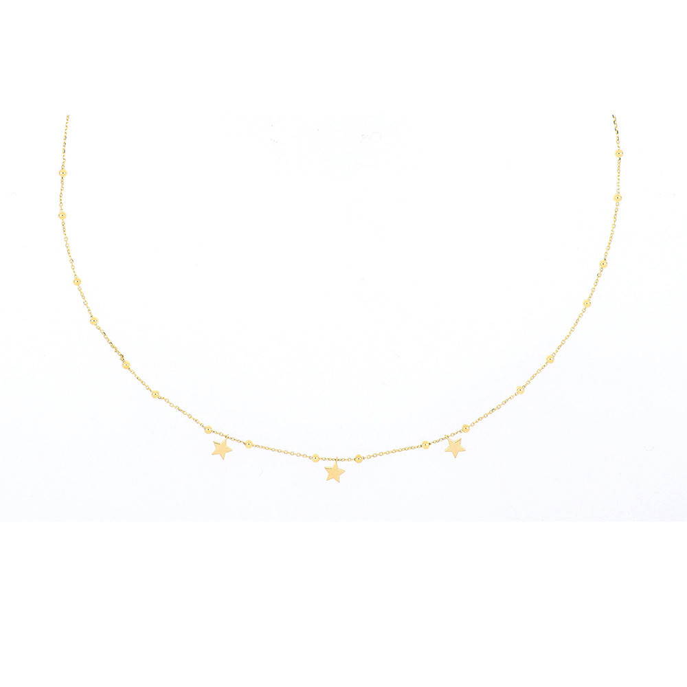 EF Collection 14k Gold 3 Small Stars Pendant Necklace