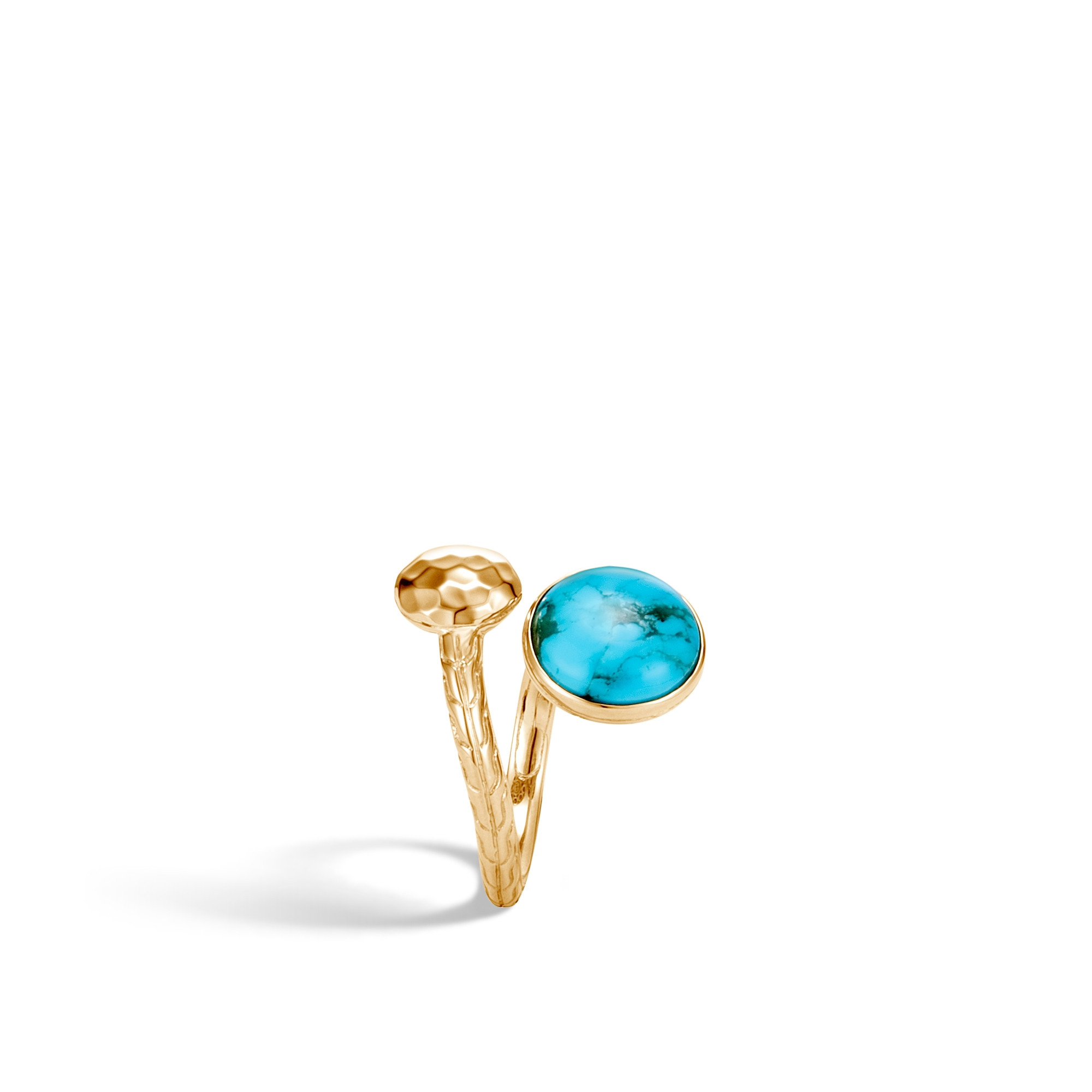John Hardy Dot Bypass Turquoise Ring in 18k Yellow Gold