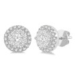 Half Carat Halo Diamond Cluster Earrings in 14k White Gold