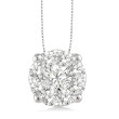14kw 1ctw Diamond Cluster Pendant Necklace