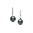 Mikimoto 10mm Black South Sea Pearl & Diamond Drop Earrings 