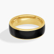 7mm Black Ceramic on 14K Yellow Gold Carved Wedding Band
