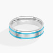 Double Striped Turquoise Wedding Band in 14K White Gold