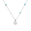 Gucci GG Marmont Mother of Pearl & Topaz Double G Pendant Necklace