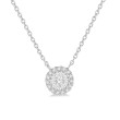 1/2 Carat Cluster Halo Pendant Necklace in 14k White Gold