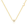EF Collection Small Star and Moon Diamond Necklace