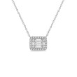 Halo Pendant with Baguettes in 14k White Gold