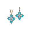 Roberto Coin Venetian Princess Turquoise and Diamond Flower Drop Earrings