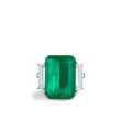 Colombian Emerald Three Stone Ring in Platinum - 11.47ctw