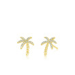 EF Collection Palm Tree Diamond and Gold Stud Earrings