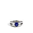Robert Pelliccia Oval Blue Sapphire and Bullet Diamond Men's Ring 