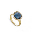 Marco Bicego Jaipur Yellow Gold London Blue Topaz & Diamond Ring