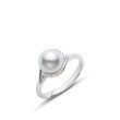 Mikimoto White Gold Pearl and Diamond Halo Ring