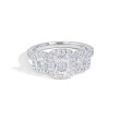 Henri Daussi Cushion Side Stone Halo Diamond Engagement Ring front view