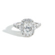 Henri Daussi Cushion Halo Diamond Engagement Ring front view