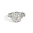 Henri Daussi Cushion Halo Diamond Split Engagement Ring front view