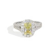 Henri Daussi Cushion Halo Yellow Diamond Split Engagement Ring