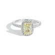 Henri Daussi Cushion Halo Yellow Diamond Engagement Ring