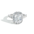 Henri Daussi Cushion Diamond Halo Catherdral Engagement Ring