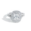 Henri Daussi Cushion Diamond Double Halo Engagement Ring