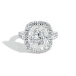 Henri Daussi 5 ctw Cushion Diamond Halo Engagement Ring front view