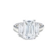 Emerald Cut Diamond Three Stone Engagement Ring — 4.02ct
