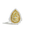 7 Carat Yellow Diamond  Pear Shape Double Halo Ring