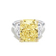 Radiant Cut Yellow Diamond Three Stone Engagement Ring — 8.92ct