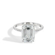5.02 Carat Emerald Cut Lab Grown Diamond Pave Hidden Halo Engagement Ring 