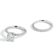 2 Carat Cushion Cut Lab Grown Diamond Engagement Ring with Halfway Shank and Halfway Band Set 