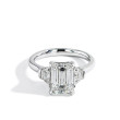3.10 Carat Emerald Cut Three Stone Lab Grown Diamond Engagement Ring