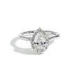 0.94 Carat Pear Shape Halo Engagement Ring - E/SI2 GIA Certified