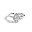 0.50 Carat Pear Shape Halo Engagement Ring - E/SI2 GIA Certified