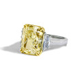 10 Carat Fancy Yellow Radiant Diamond Three Diamond Ring