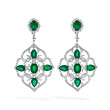 15 Carat Emerald and Diamond Flower Dangle Earrings