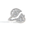 Baguette and Round Diamond Leaf Bypass Ring 