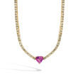 Heart Shaped Pink Sapphire and Diamond Tennis Necklace