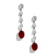 Private Label Oval Ruby and Diamond Dangle Earrings Front