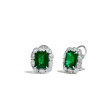Private Label Emerald and Diamond Halo Earrings Front and Side View