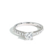 Round Pavé Diamond Engagement Ring in White Gold — 1.25CTTW